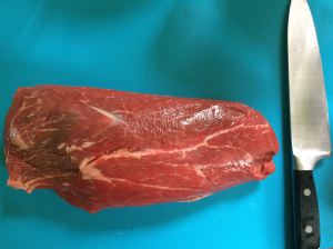Whole chuck tender prior to steakification.