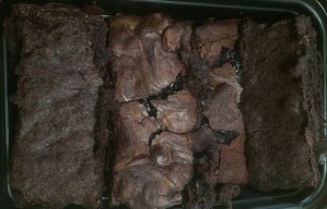 Finished brownies. From left to right: V1, V2, V3, V4 (see previous image).