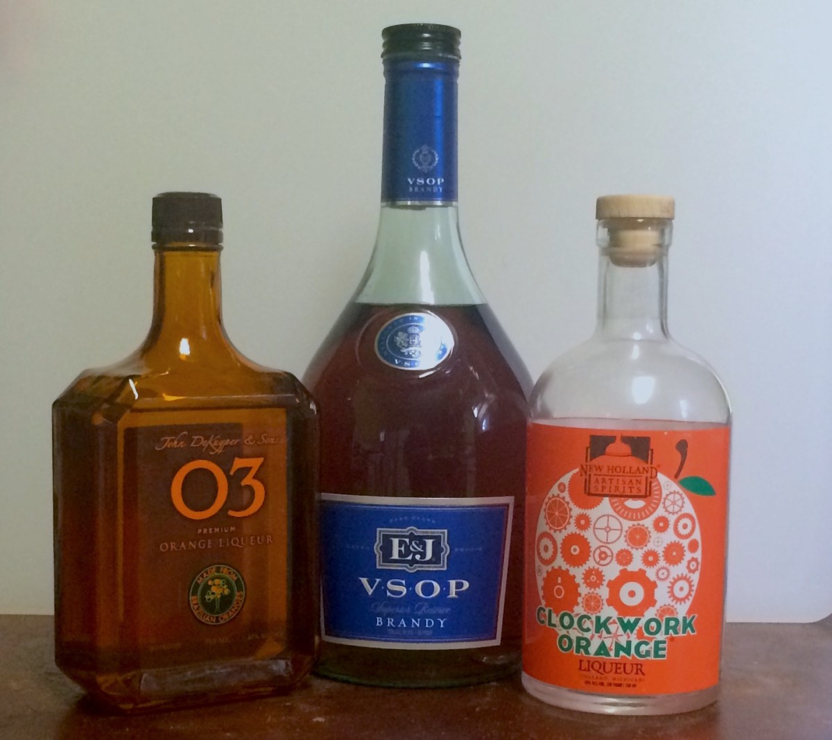 O3 orange liqueur, brandy, and New Holland's Clockwork Orange