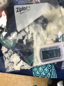 clear plastic bag with the outlines of where marshmallows had been on the outside of it.