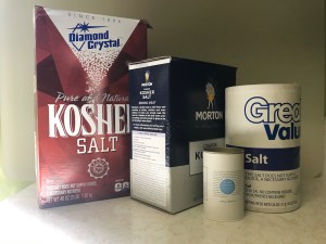 containers of different types of salt