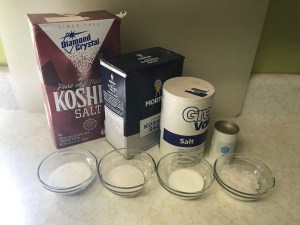 small containers each filled with 20 grams of salt