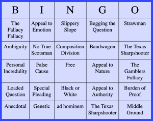 Logical Fallacy Bingo Board