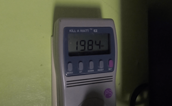 Kill-A-Watt showing 1984 watts.