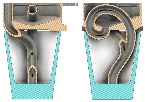 Cross section of the Mini Mk II siphon.